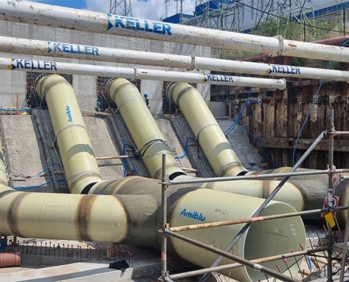 4 parallel Amiblu Flowtite cooling water circulation pipelines DN 2400 for Dolna Odra power plant