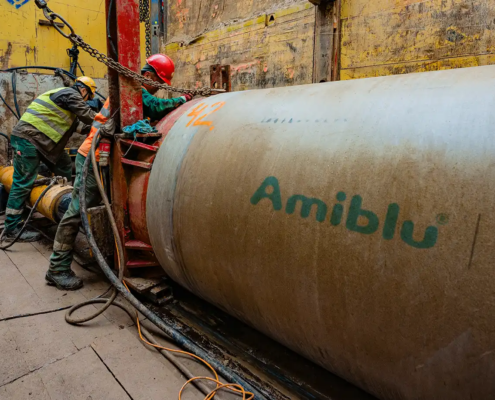 Amiblu Hobas jacking pipe installation Vilnius