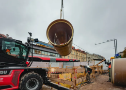 Amiblu Hobas jacking pipe lowered into the shaft