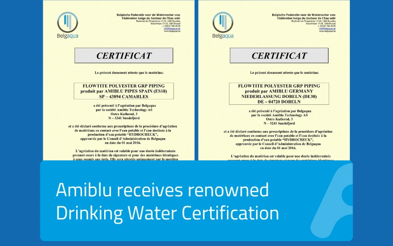 Amiblu receives drinking water certification from Belgaqua