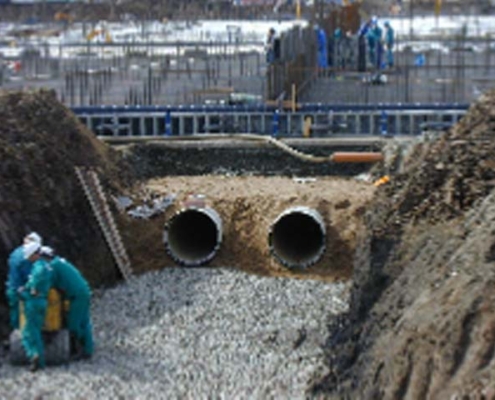 installation of Hobas pipes for the main sewer in Brno