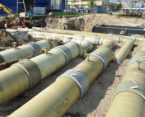 Amiblu Flowtite GRP cooling water pipelines for power plant Opole in Poland