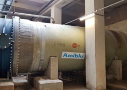 Flowtite GRP pipeline connected to water turbine hydropower plant Porabka