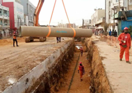 installation of Amiblu GRP drainage pipe for BRT project Senegal