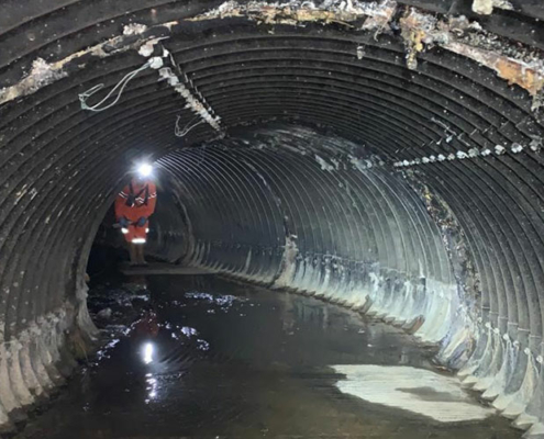 Host pipe inspection old culvert East Budleigh