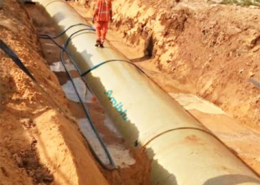 Installation GRP drainage pipe BRT project Senegal