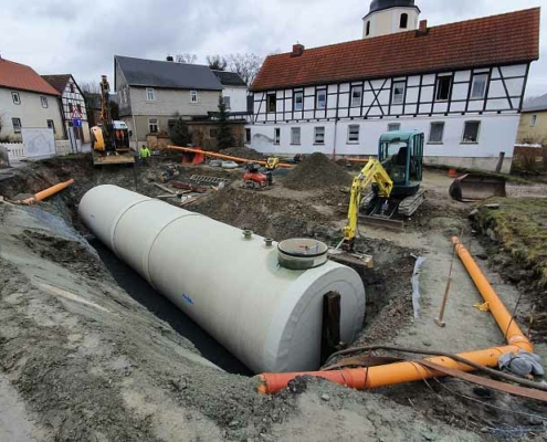 Löschwasserbehälter von Amiblu in Baugrube, Dittersdorf (Deutschland)