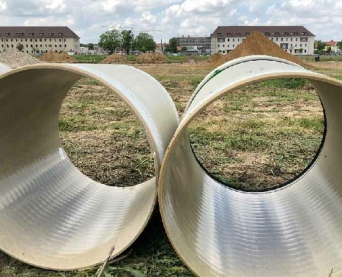 Rohre für einen Regenwasserkanal in Hildesheim