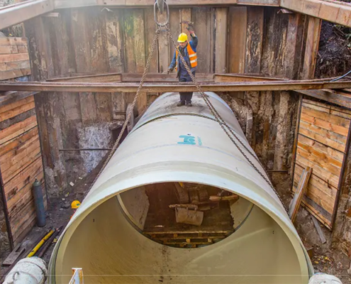 XXL Amiblu Hobas Pipe De 3600 jacked beneath railway in Gdańsk, PL