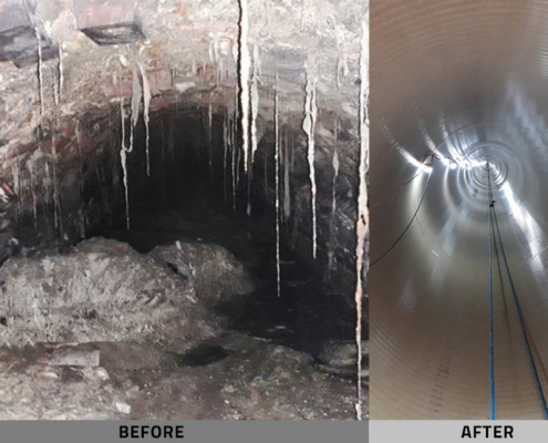 old trunk sewer vs shiny new GRP sewer